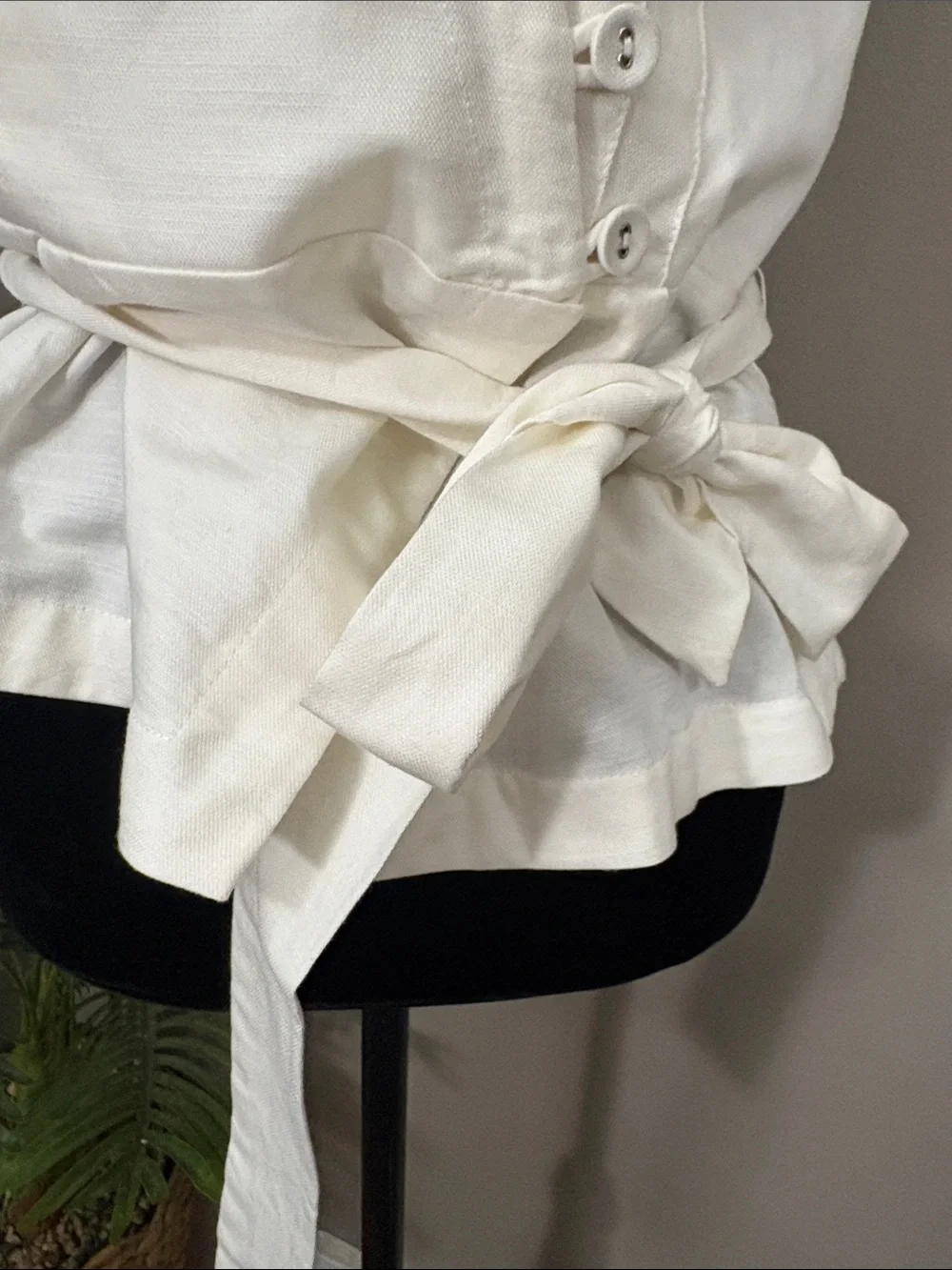 Free People Elvia Corset White Strapless Button-Front Tie-Waist women’s Large